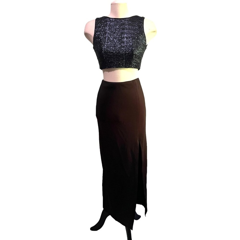 Honey & Rosie Open Front Sequin Formal Pencil Gown Sz 3 Juniors (XS) Sleeveless